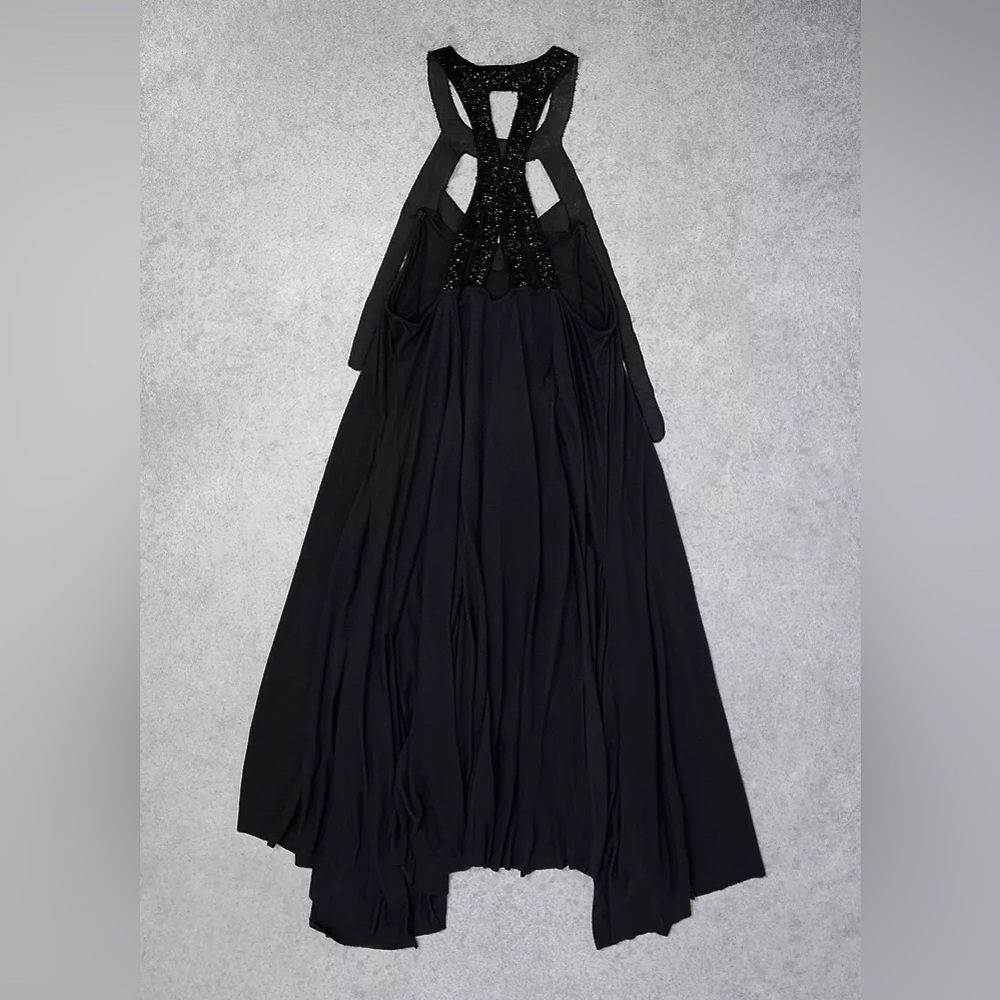Allsaints black evening beaded dress sz s